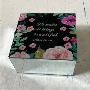 Floral Glass Box with Inspirational Quote